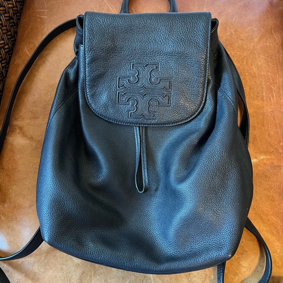 Tory Burch Harper Black Leather Backpack - Picture 6 of 9